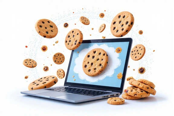 Illustration of various cookies on a digital device screen