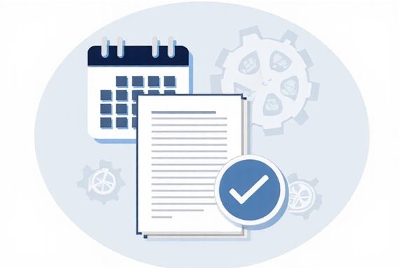 Illustration of a calendar and documents representing policy updates