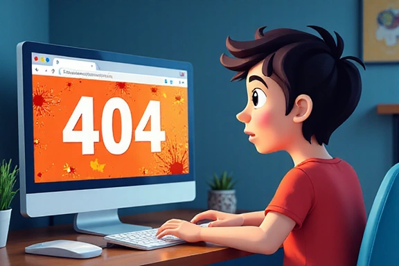 A confused person looking at a broken webpage, representing a 404 error.